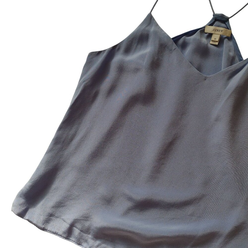 J Crew Womens Silk Tank Top 12 Sky Blue Racerback Relaxed Fit Cami - Picture 4 of 8